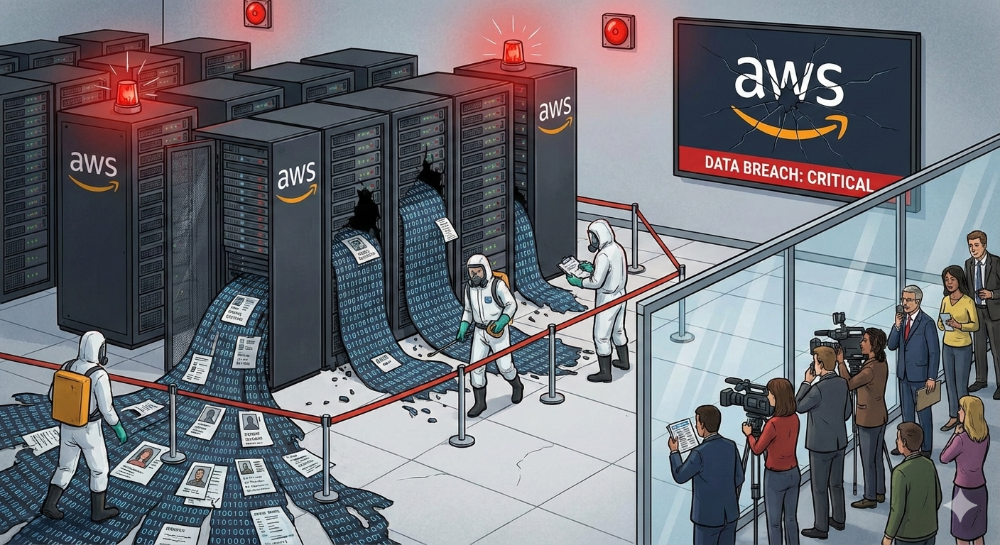 Imagem gerada por inteligência artificial representando a vulnerabilidade na AWS.