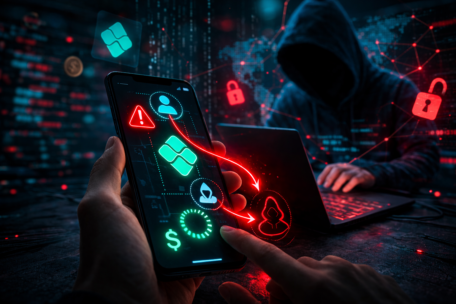 Imagem gerada por inteligência artificial simulando a ação de um hacker utilizando o PixRevolution 