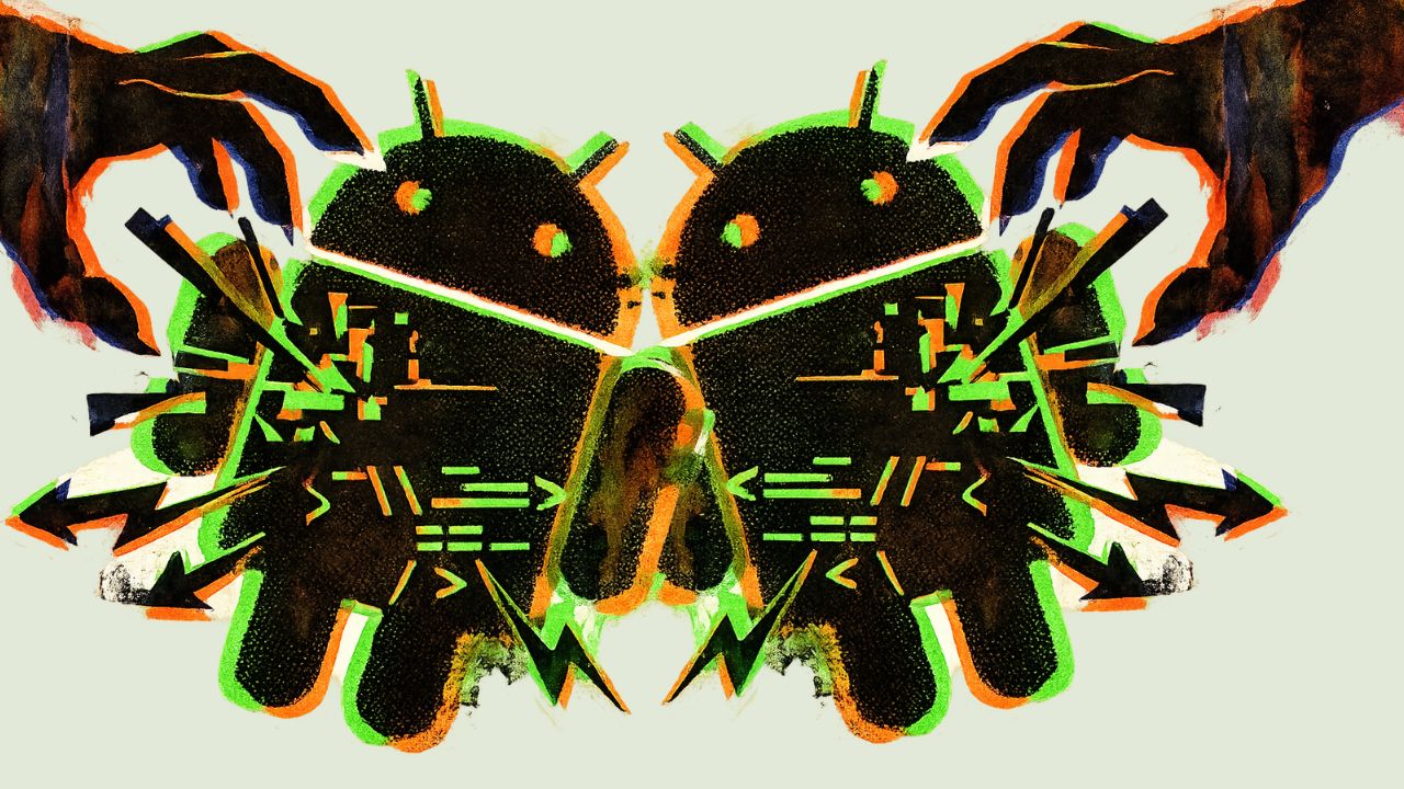 Imagem simbolizando o Android sendo atacado