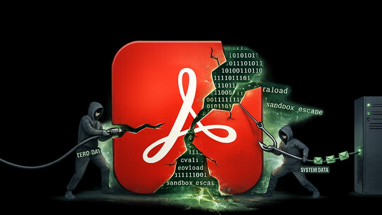 Imagem gerada por inteligência artificial simulando a exploração do adobe reader.